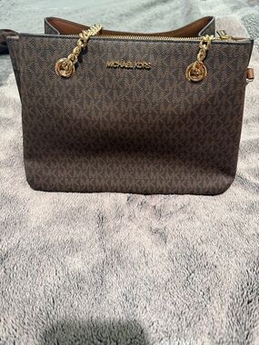 MICHAEL KORS Brown Logo Chain-Handle Shoulder Bag
